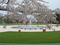 函館公園　噴水・石張舗装
